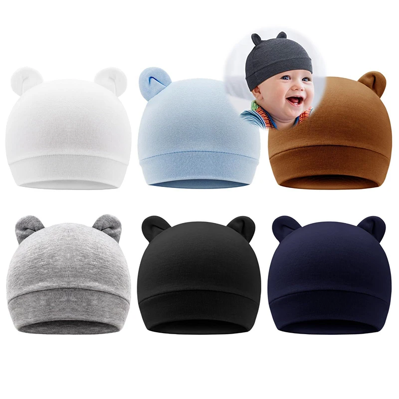 

Шапочка для новорожденных, детская шапка, хлопковая шапочка с медвежьими ушками для девочек и мальчиков, шапочка для младенцев, детские аксессуары, подарок для новорожденных, От 0 до 6 месяцев