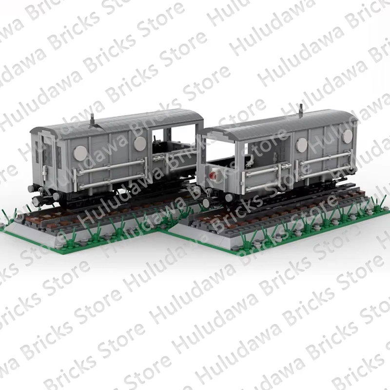QWERTCity Car Model MOC Building Bricks Light Gray Freight Train Brake Van Modular Technology Children Holiday Gift Assemble Toy
