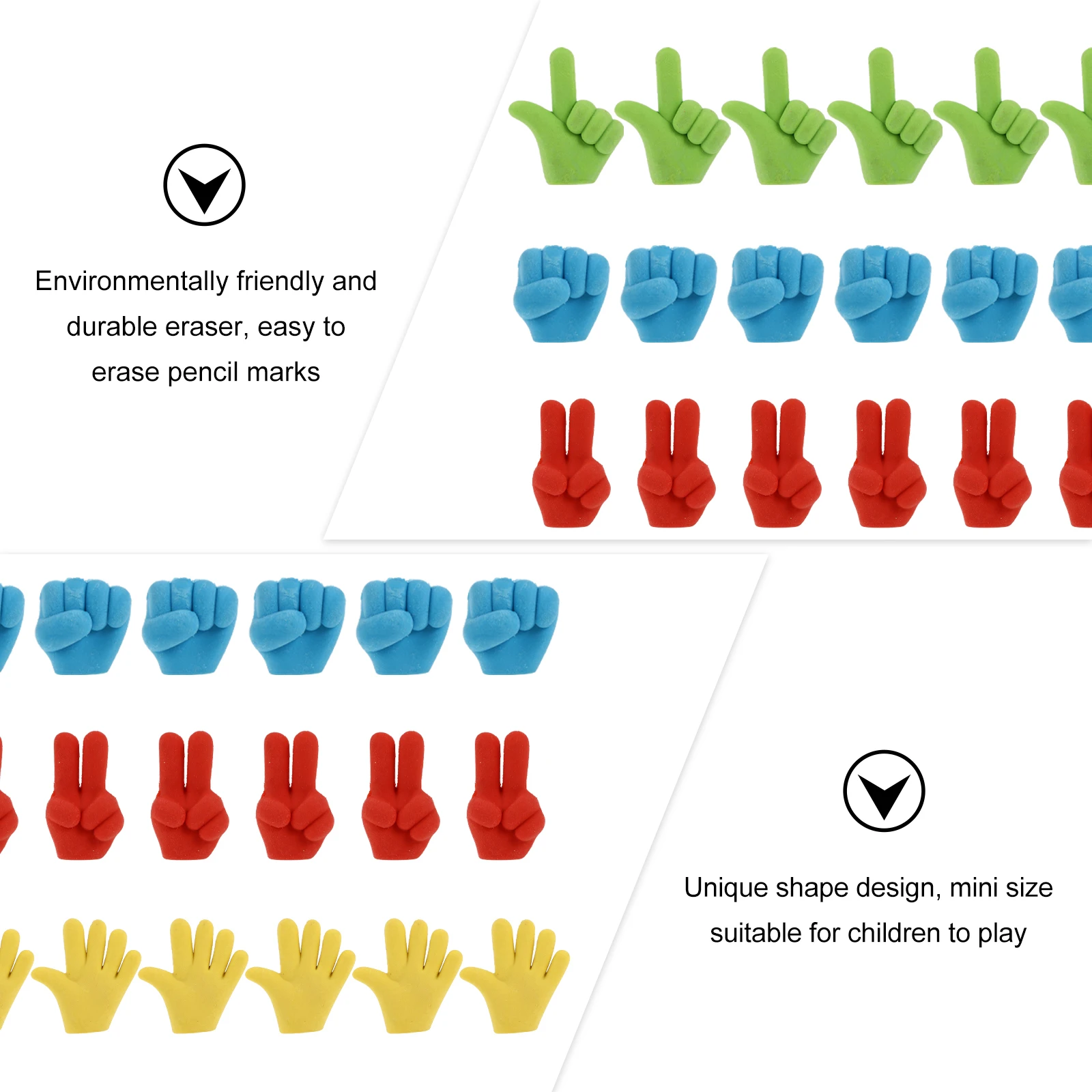 40 pçs em forma de dedo premium dos desenhos animados mini para estudantes decorativo colorido papelaria presente ambientalmente amigável bonito