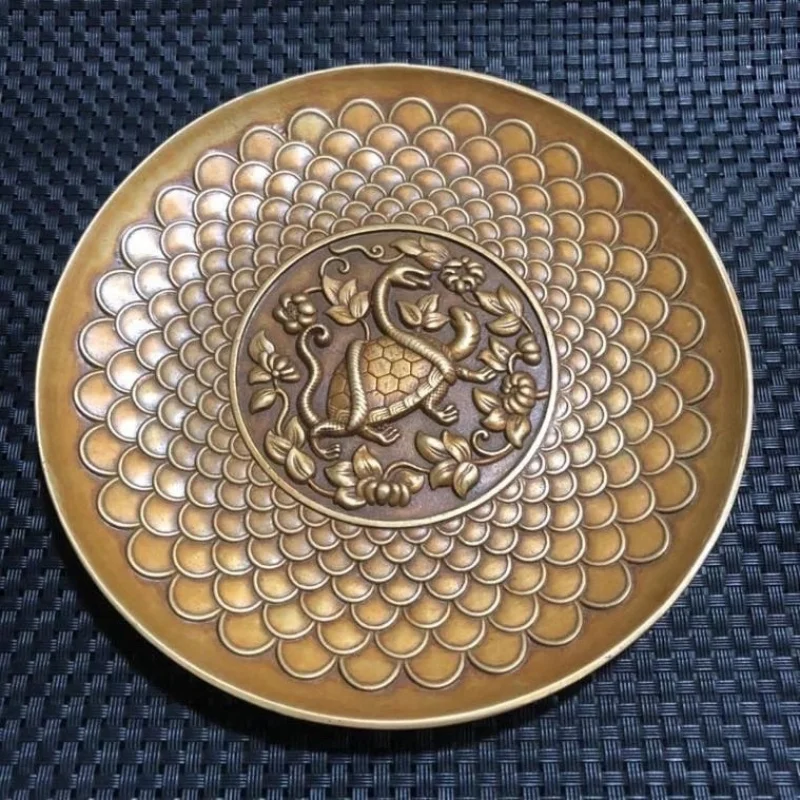 Four Divine Beasts of Bronze Plate Ornaments: Green Dragon, White Tiger, Black Tortoise, Red Bird for Home and Office Decora