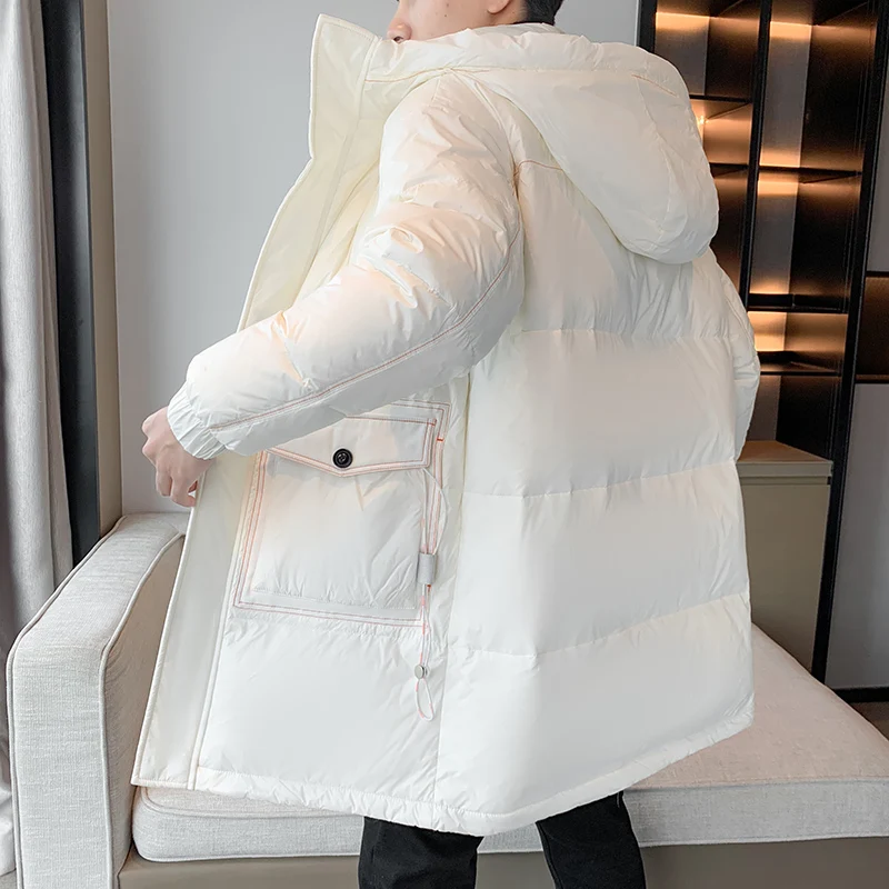 High Grade Light Down Jacket Couples Thick Warm Winter New Teen Fashion Hooded Student Solid color Coats Drop Shipping