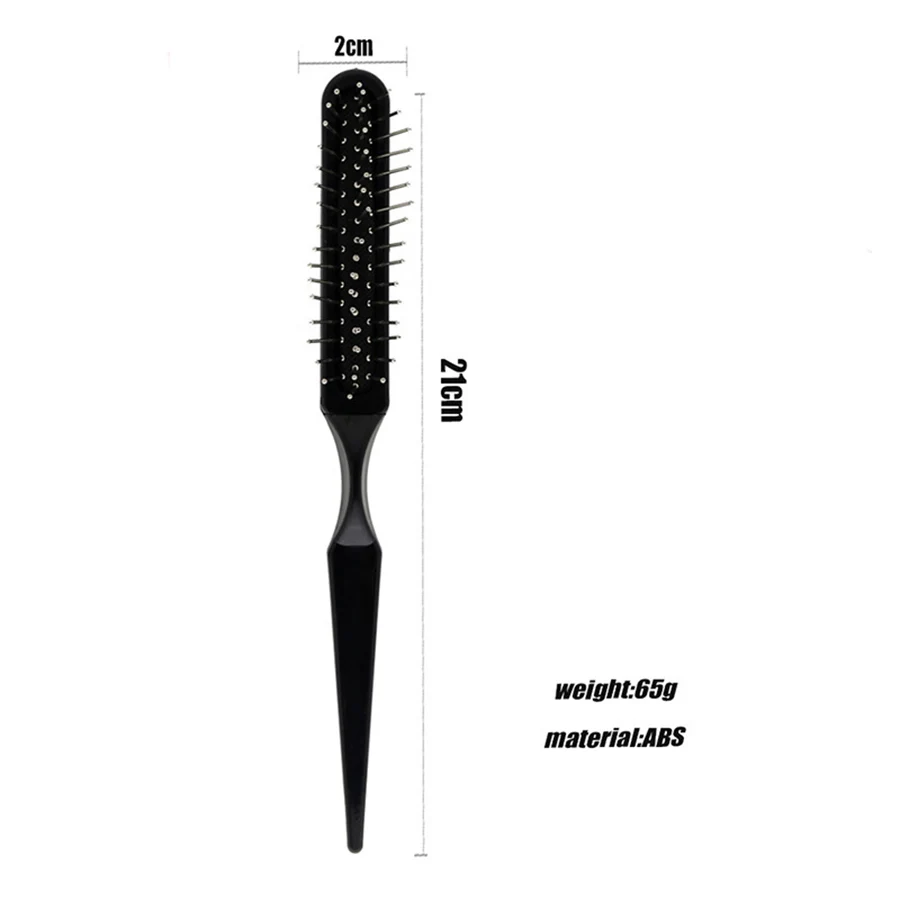 3 Row Hair Brush Metal Tips Rattail Teaser Brushes Wig Comb Rat Tail Detangling Men Salon Hair Styling Steel Needle Hairbrush