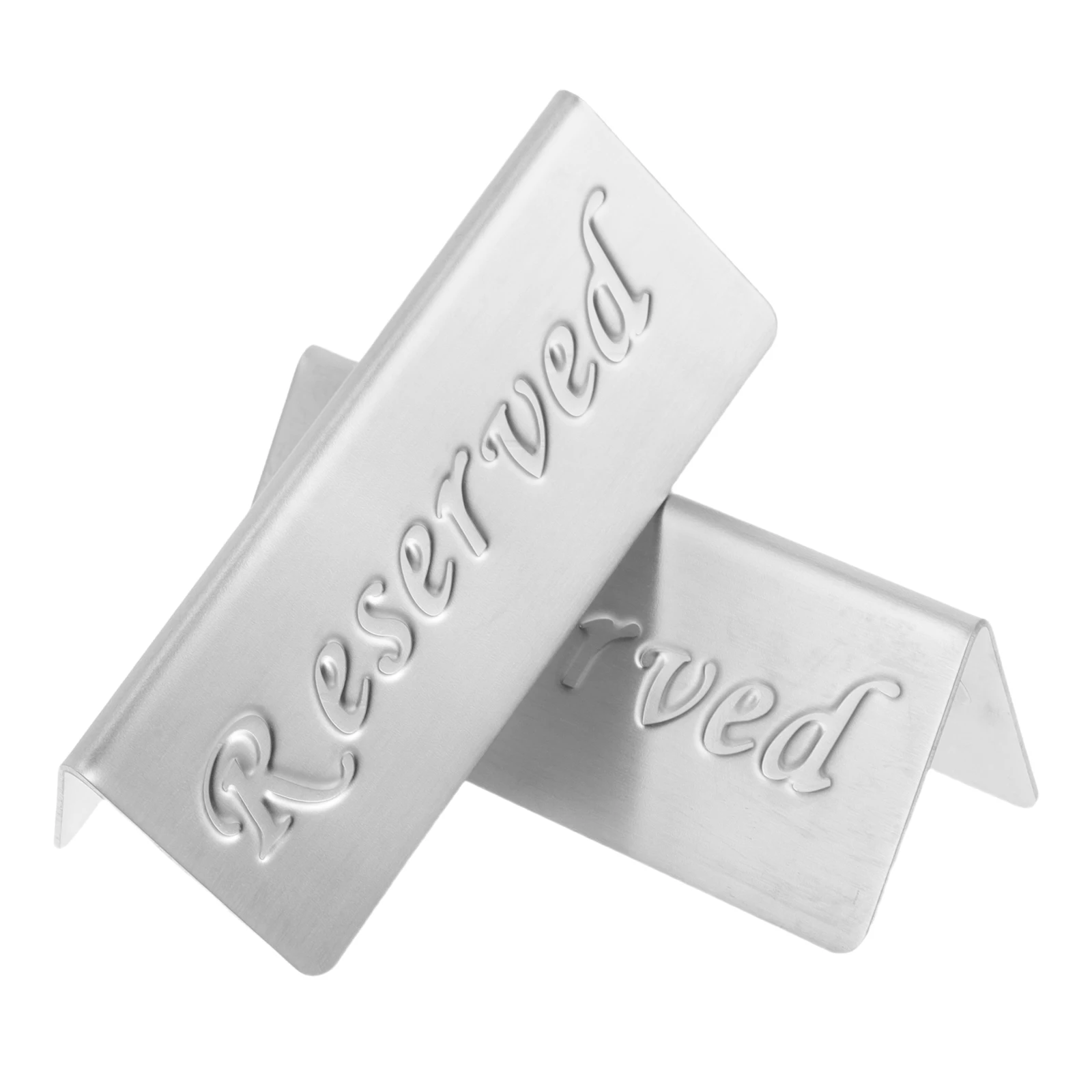 

2 Pcs Reserve Dining Table Signs Desk Stand Reserved Metal Card Reservation Tent Stainless Steel Banquet Event