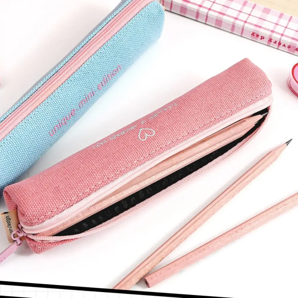 Simple Cute Mini Pen Bag Thickened Canvas Stationery Storage Bag Multi-functional Small Capacity Pencil Case School Supplies