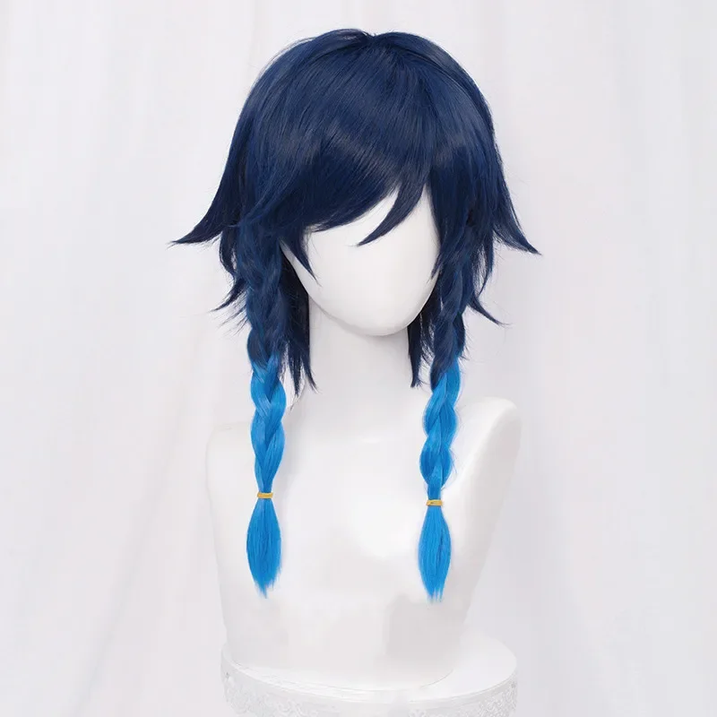 Genshin Impact Twenty Cosplay Unisex 50cm Blue Wig Cosplay Anime Cosplay Braid Wigs Heat Resistant Synthetic Wigs Wig Wig Cap