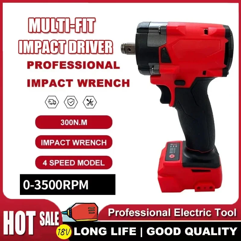 

For Milwaukee 18V Battery Brushless Cordless 1/2 Electric Wrench Car Truck Repair Screwdriver Impact Drill Rechargable Tools