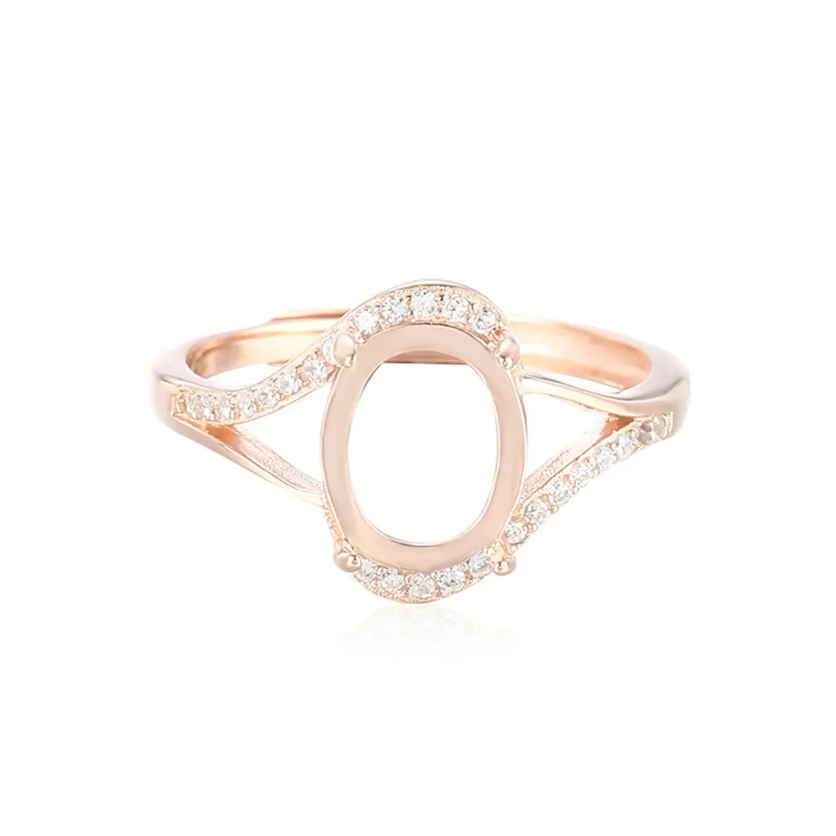 925 Silver Zircon Adjustable Ring Blank for 3x5mm/4x6mm/5x7mm/6x8mm/7x9mm/8x10mm Oval Cabochons