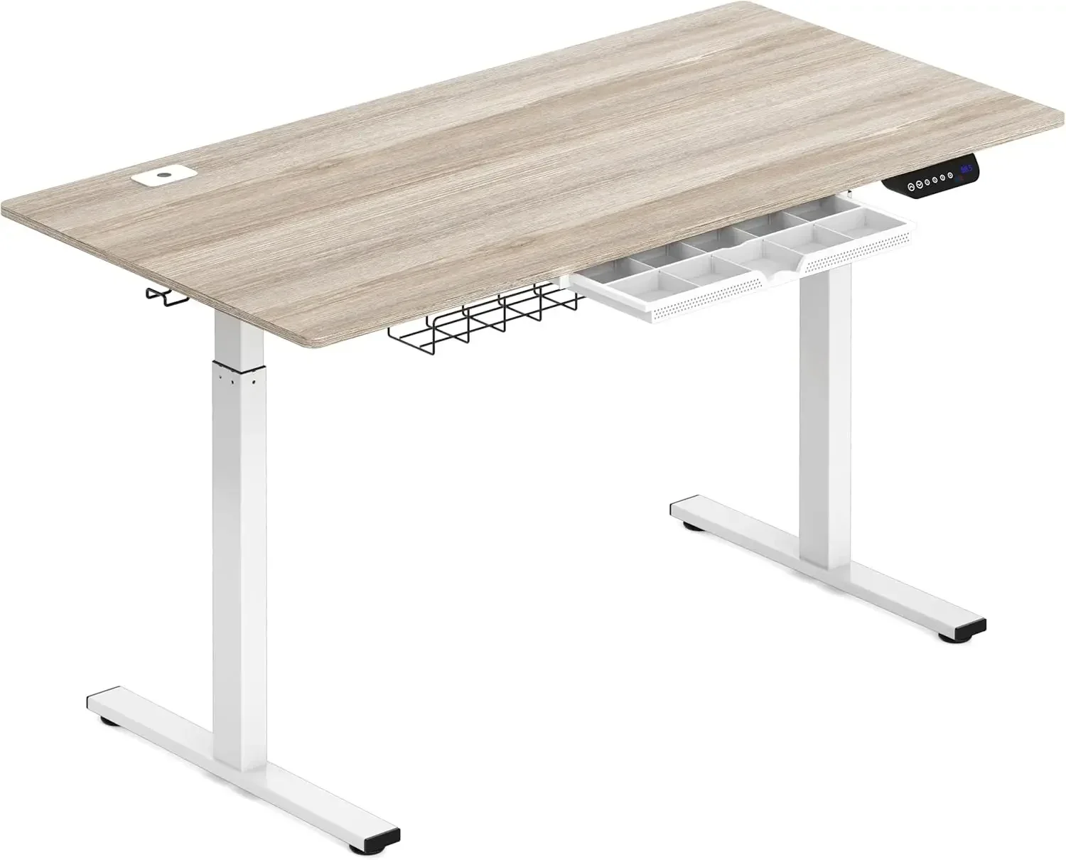 55-Inch Large Electric Height Adjustable Standing Desk, 55 x 28 Inches, Maple