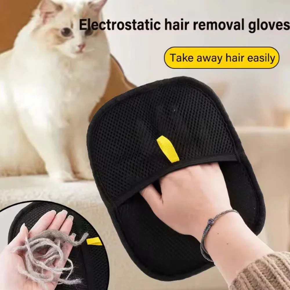 Pet Hair Removal Tool Reusable Static Removal Gloves, Double-Sided Grooming Gloves for Pets, Removes Pet Fur Hair for Carpets