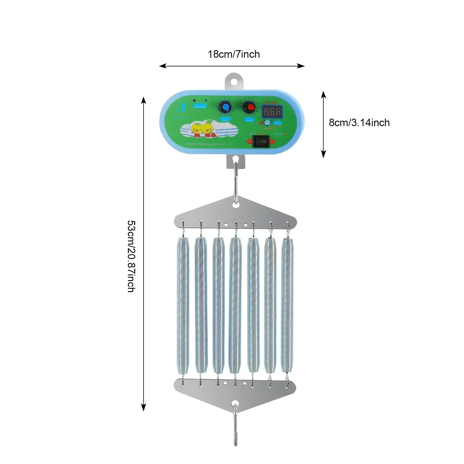 ميزان معلق للأطفال كهربائي منخفض الضوضاء، وحدة تحكم مهد معلقة قابلة للتعديل مع 7 قطع من الربيع، حتى 19 كجم