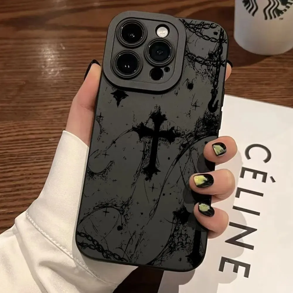 Luxury Dark Gothic Cross Phone Case For Samsung Galaxy A37 A57 A25 A56 A16 A35 A05s A15 A34 A24 A13 A73 A53 A23 A13 4G 5G Cover