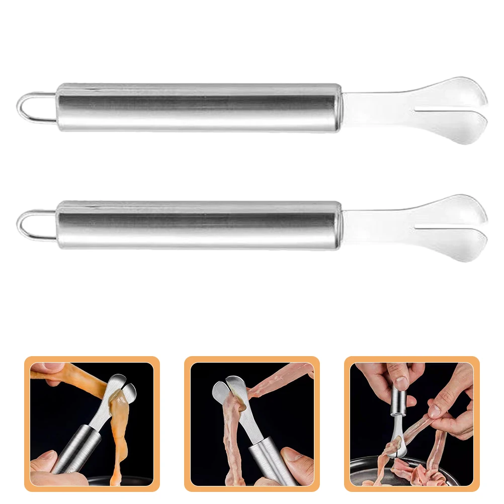 

2pcs Intestinal Oil Scraper Gutting Tool Stainless Steel Chicken Duck Goose Bowel Oil Remover Easy Clean Kitchen