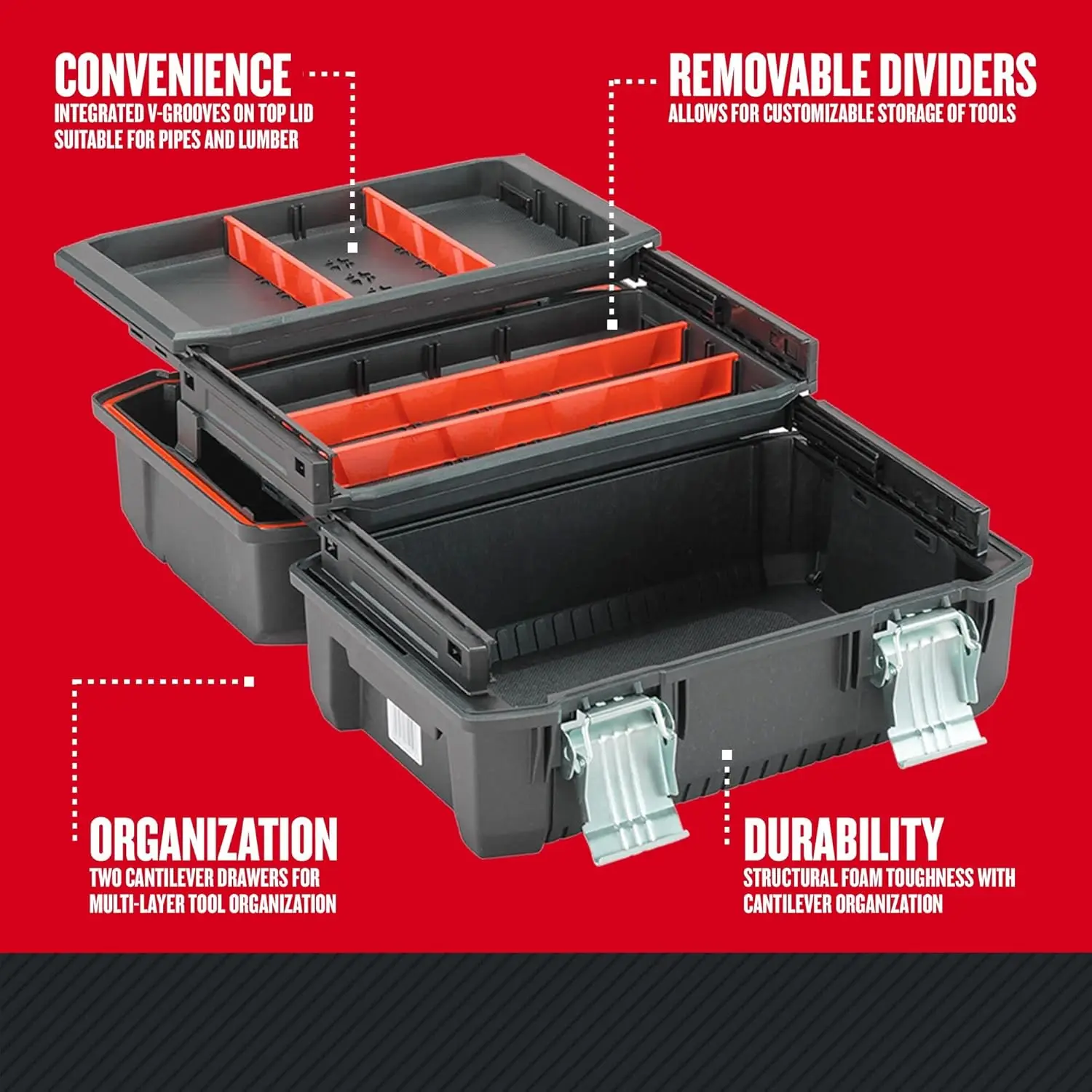 CRAFTSMAN Tool Box, Tool Storage, Black, 18 Inch (CMST18001)