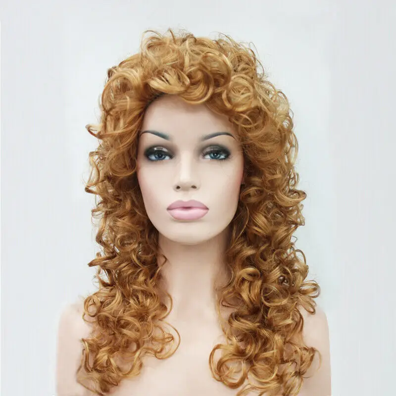 Women Wig Wavy Curly Wig Ladies Hair Fluffy Wig Brown Blonde Cosplay Wigs