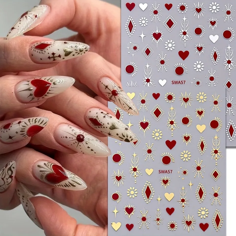    2 Stück Valentinstag-Liebes-Nagelaufkleber, einfach für DIY-Nageldekoration, Geschenke, Party- und Hochzeits-Make-up-Styling geeignet