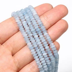 5x2mm Natural Stone Rondelle Blue Aquamarine Round  Loose Spacer Beads for Jewelry Making Diy Bracelet Earrings Accessories 15''