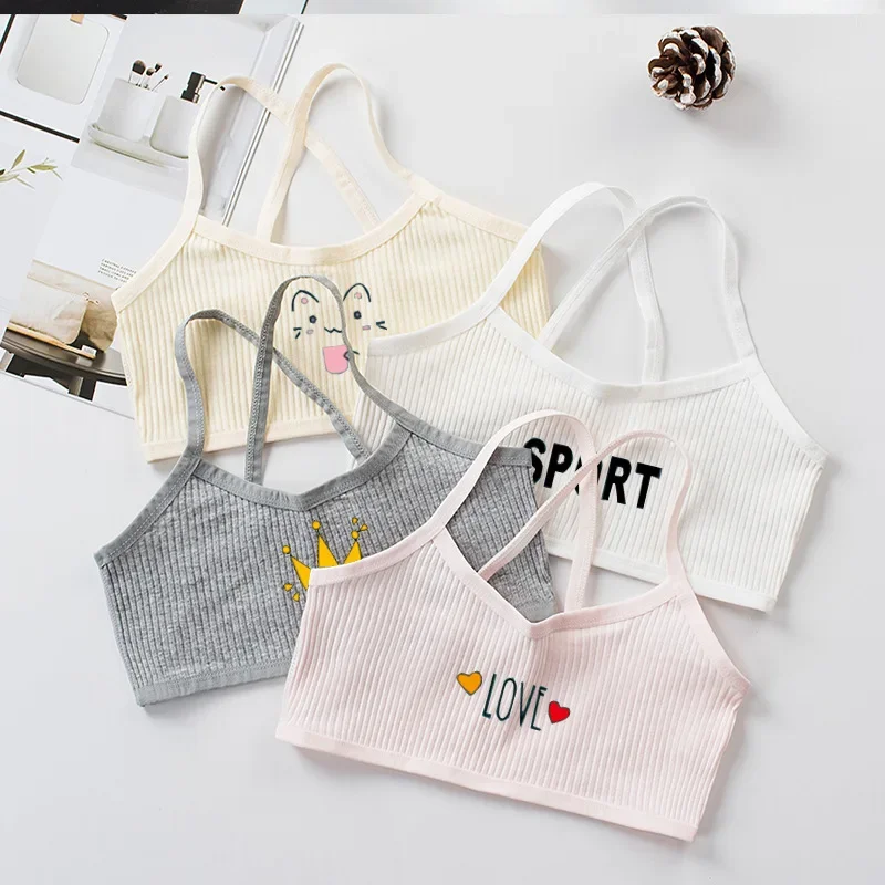 Girls Camisole Girls Developmental Children's Underwear 8-15 Years Old Girl Training Bra Cotton Cartoon Vest