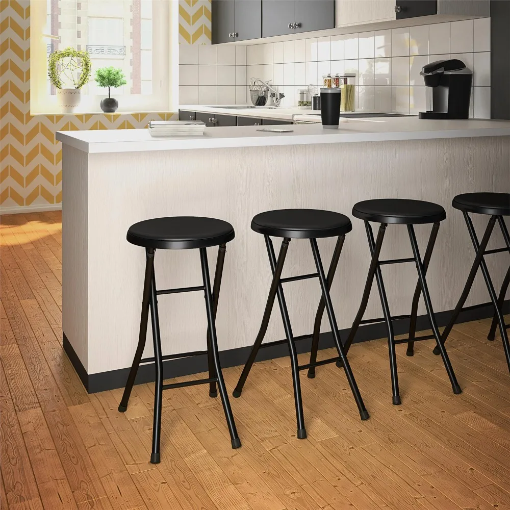 

2025 NEW COSCO 24" Vinyl Padded Folding Stool, Black, 4-Pack