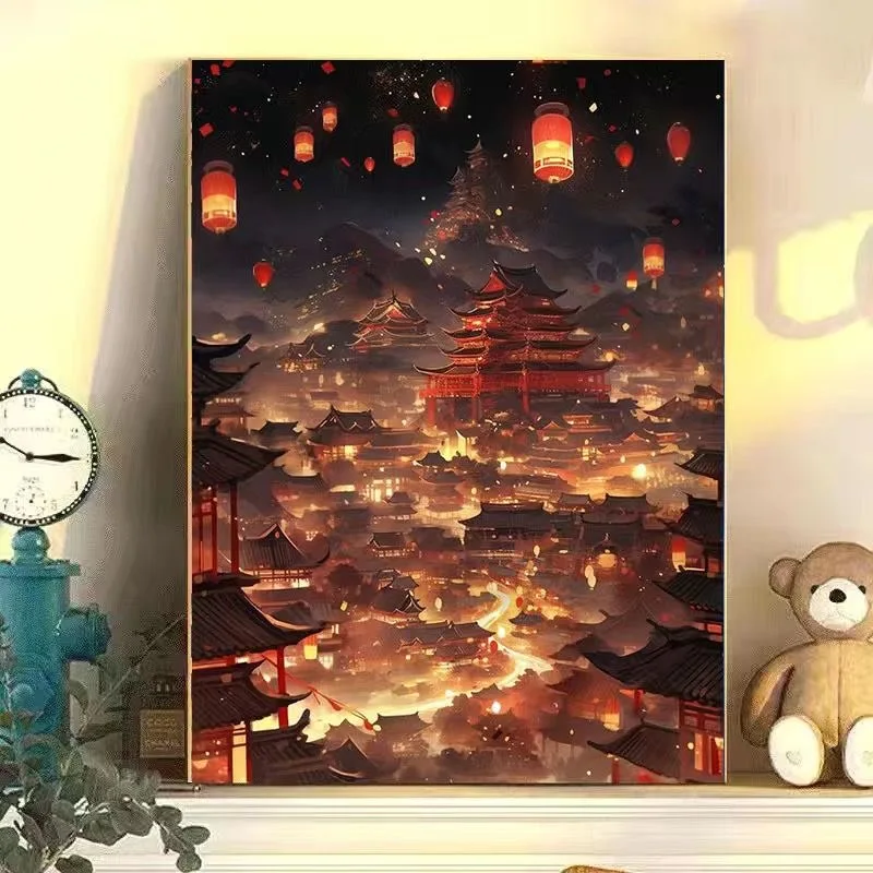 

A-0046 Beautiful Sunset Oil Painting on Canvas Handmade Landscape Artwork