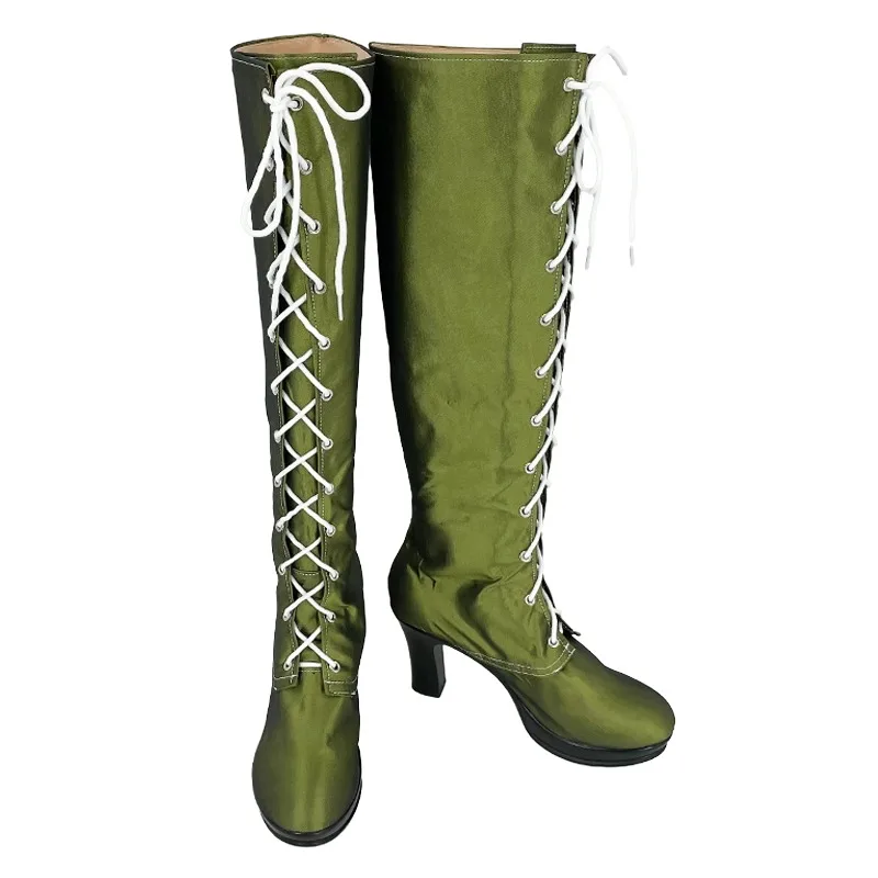 Dragon Quest 11 Jade Cosplay zapatos de disfraz Anime verde botas de piel sintética hechas a mano