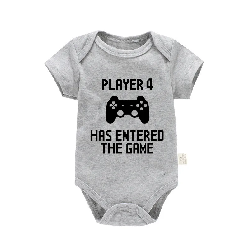 Player 4 Has Entered the Game Newborn Baby Bodysuit Cotton Short Sleeve Infant Romper Funny Boys Girls Jumpsuit