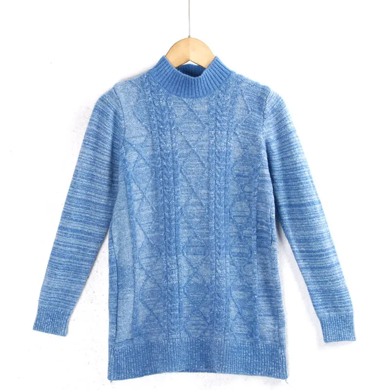 

Mixed Yarn Knitted Long Sve Sweater Autumn Winter Warm f High Collar Women's Single Piece Twisted Woolen Knitwear