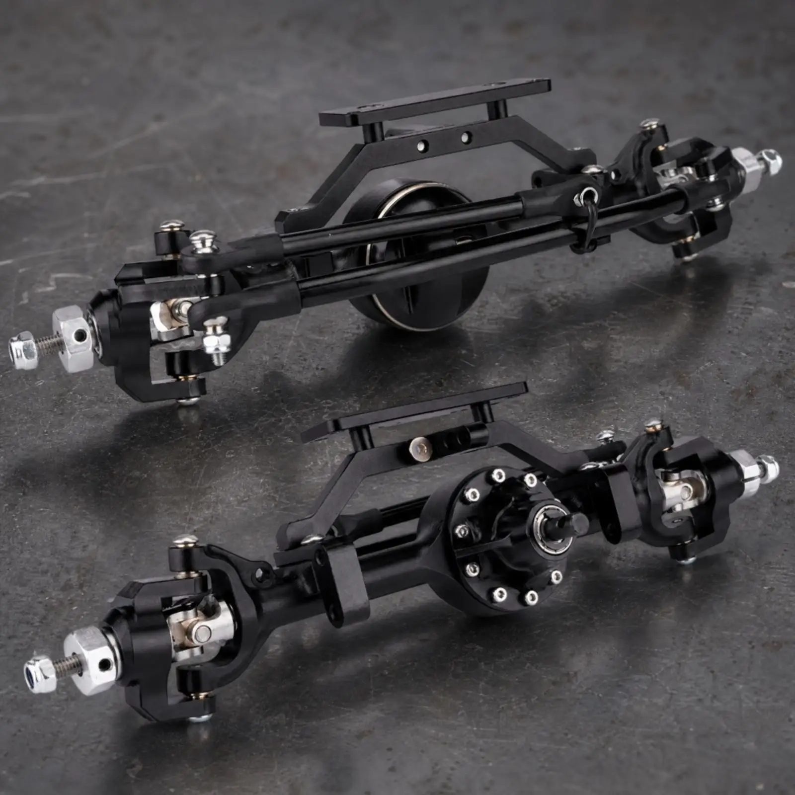 2 Pieces 1/10 RC Crawler Front Rear Straight Axle Set Metal Housing 1:10 Scale RC Axle Assembly Rugged Long-Lasting