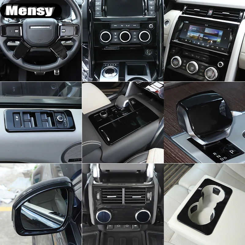 

Глянцевый черный салонный комплект из АБС-пластика, консоль приборной панели, крышка панели переключения передач для Land Rover Discovery 5 LR5 2017-2025, аксессуары