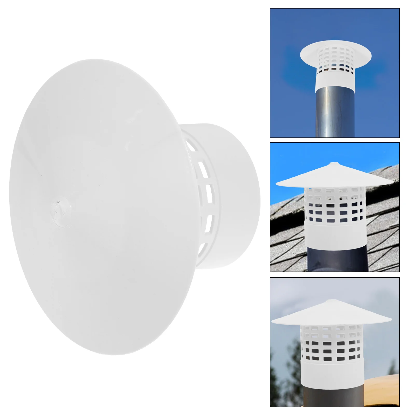 

Stainless Steel Flue Smoke Funnel Cover Chimney Covers outside Cap Breathable White Accessory