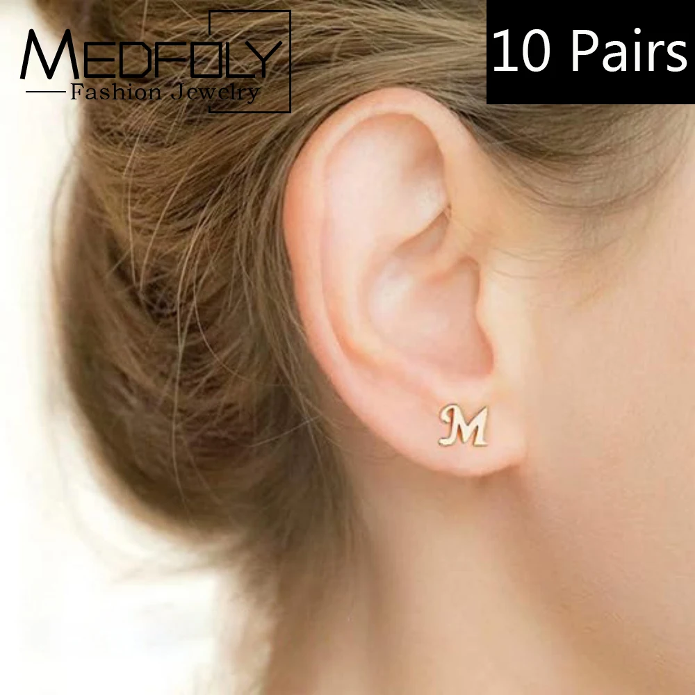 

26 Letters Alphabet Stud Earrings for Women Stainless Steel Gold Plated Hypoallergenic Personalized Initial Earrings Jewelry