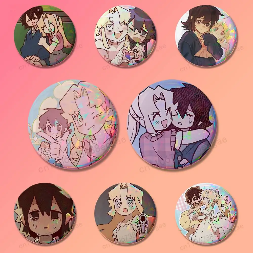 I Love C-Comics A-Amy  Badges laser badges cartoon brooches suitable for clothing backpack accessories lapels