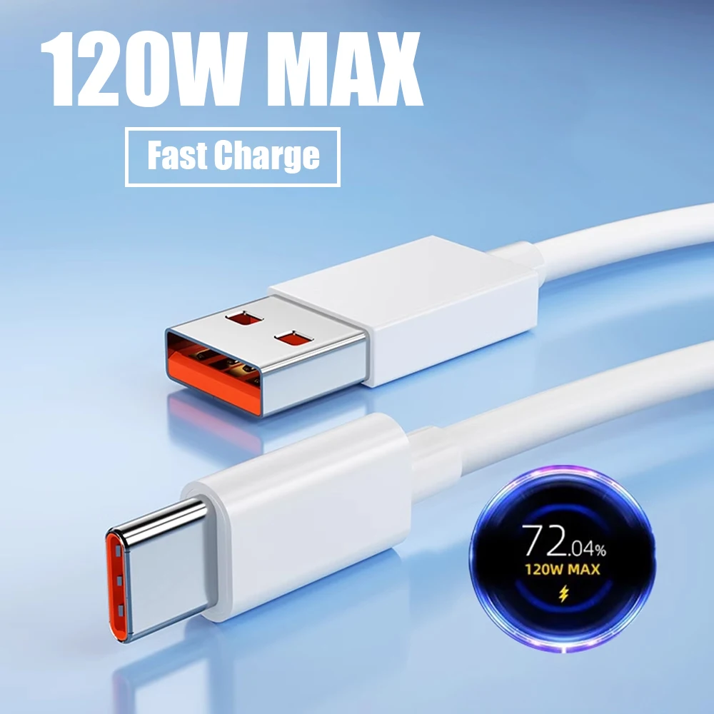 10A 120W USB Type C Cable Fast Charging Wire For Huawei Mate 40 Honor Xiaomi Samsung Quick Charge USB C Phone Charger Data Cord