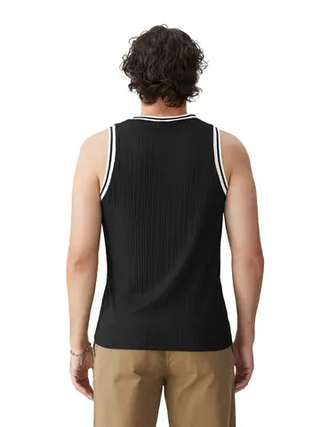 Men s  Fit Ribbed Tank Tops Sleeveless Round Neck Muscle T Shirts Gym Workout Tops for Summer