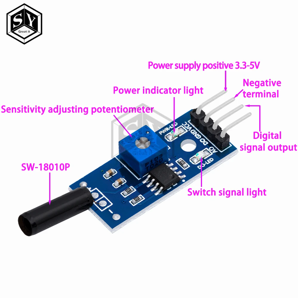1 piezas gran normalmente abierto shock sensor módulo arduino Módulo sensor de vibración módulo de alarma
