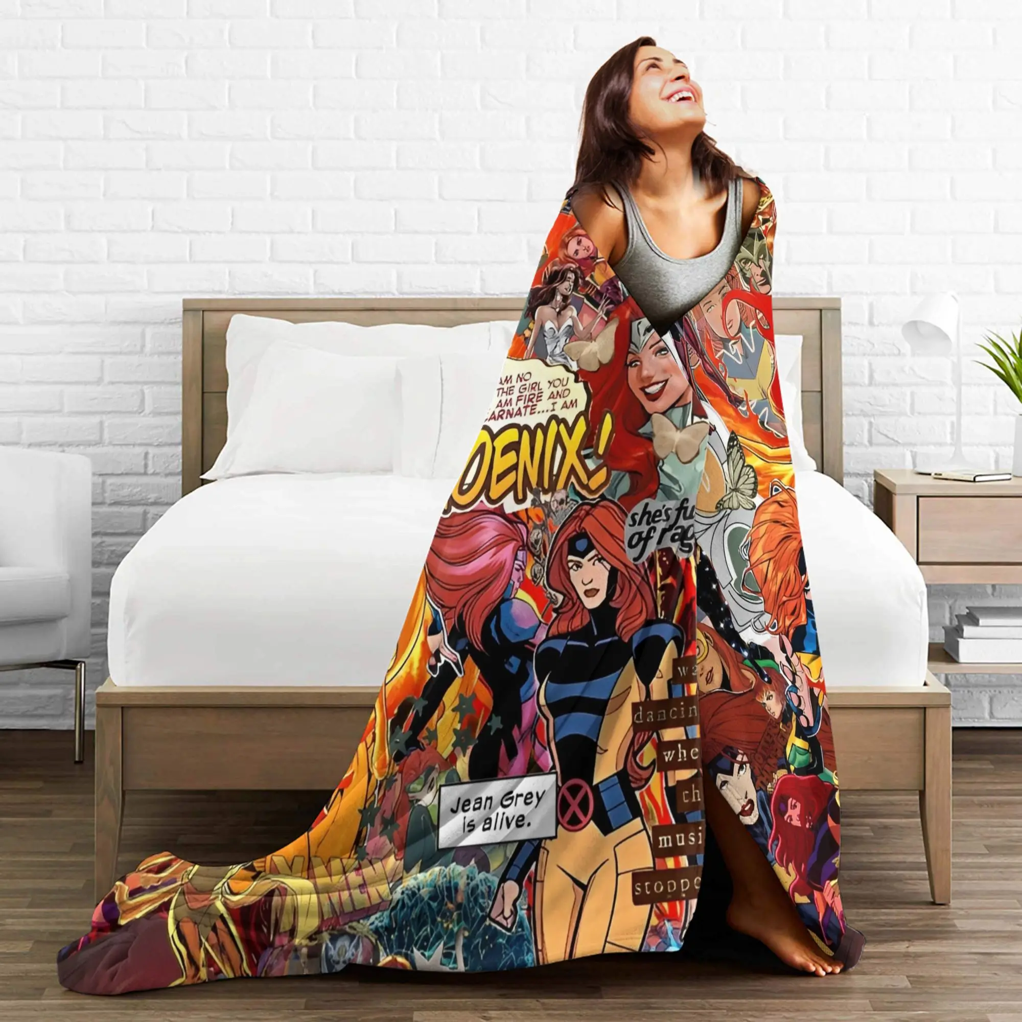 X-Men جان رمادي فينيكس البطانيات قوة اللهب الفانيلا رهيبة تنفس رمي بطانية لغرفة النوم النسيج ديكور في الهواء الطلق #3
