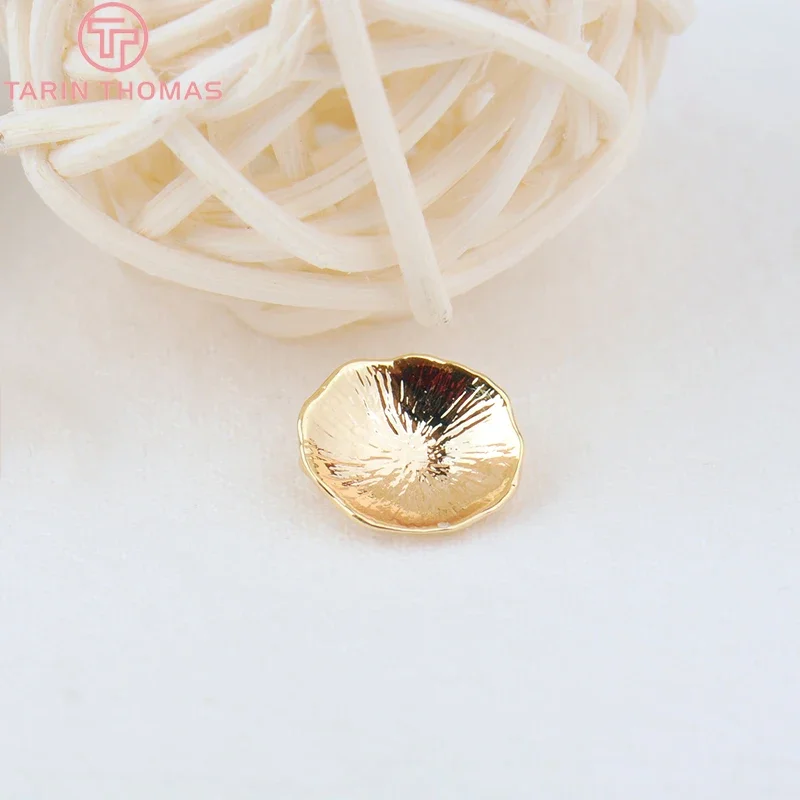 (1300)10PCS 11x12MM 24K Gold Color Plated Brass Lotus Leaf Charms Connector Pendants High Quality Diy Jewelry Accessories