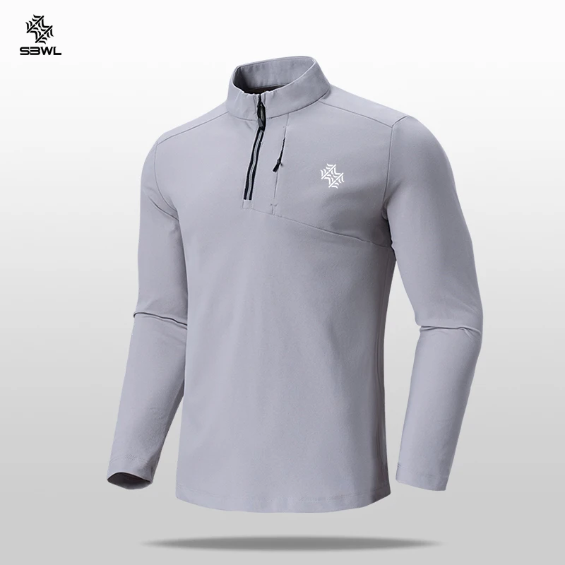 Ropa Deportiva de alta calidad para hombre, camiseta de manga larga con cuello levantado y parte inferior, para correr y fitness, Otoño e Invierno