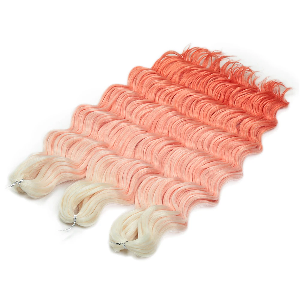 20 Inch Anna Hair Synthetic Loose Deep Wave Braiding Hair Rainbow Color Ombre Blonde Curl Twist Crochet Hair  Extensions 300G
