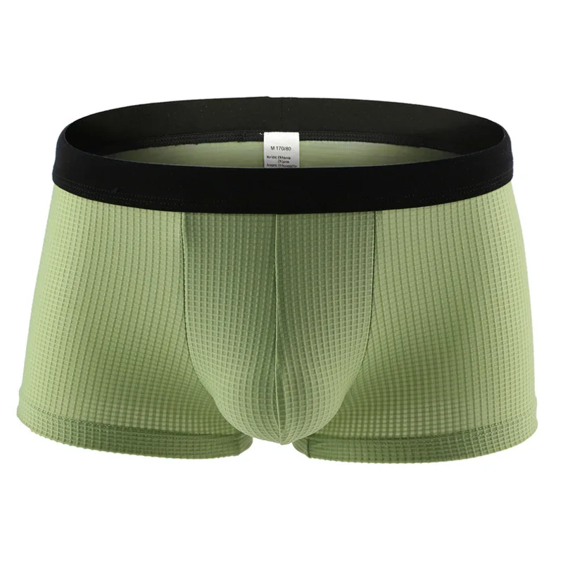 

Men's Nylon Boxers U-convex Double Pouch Breathable Thin Mid-rise Boxy Underwear for Summer Youth Fashion Jacquard Boxer Briefs
