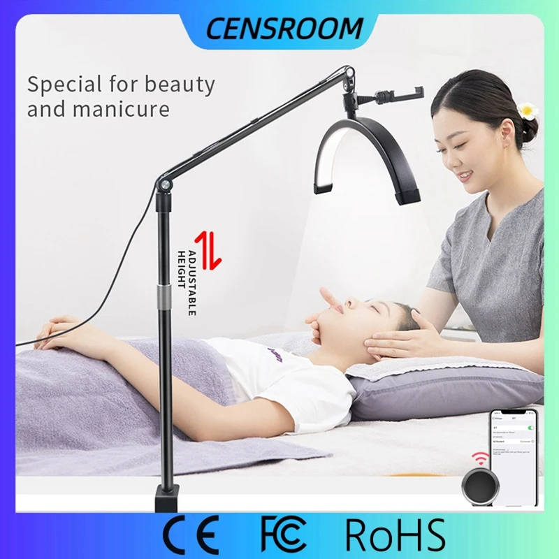 23in Half Moon Light for Lash 3000-6000K Telescopic Clamp-on LED Fill Lights Eyebrow Tattoo Facial Care Nail Makeup Salon Lamp