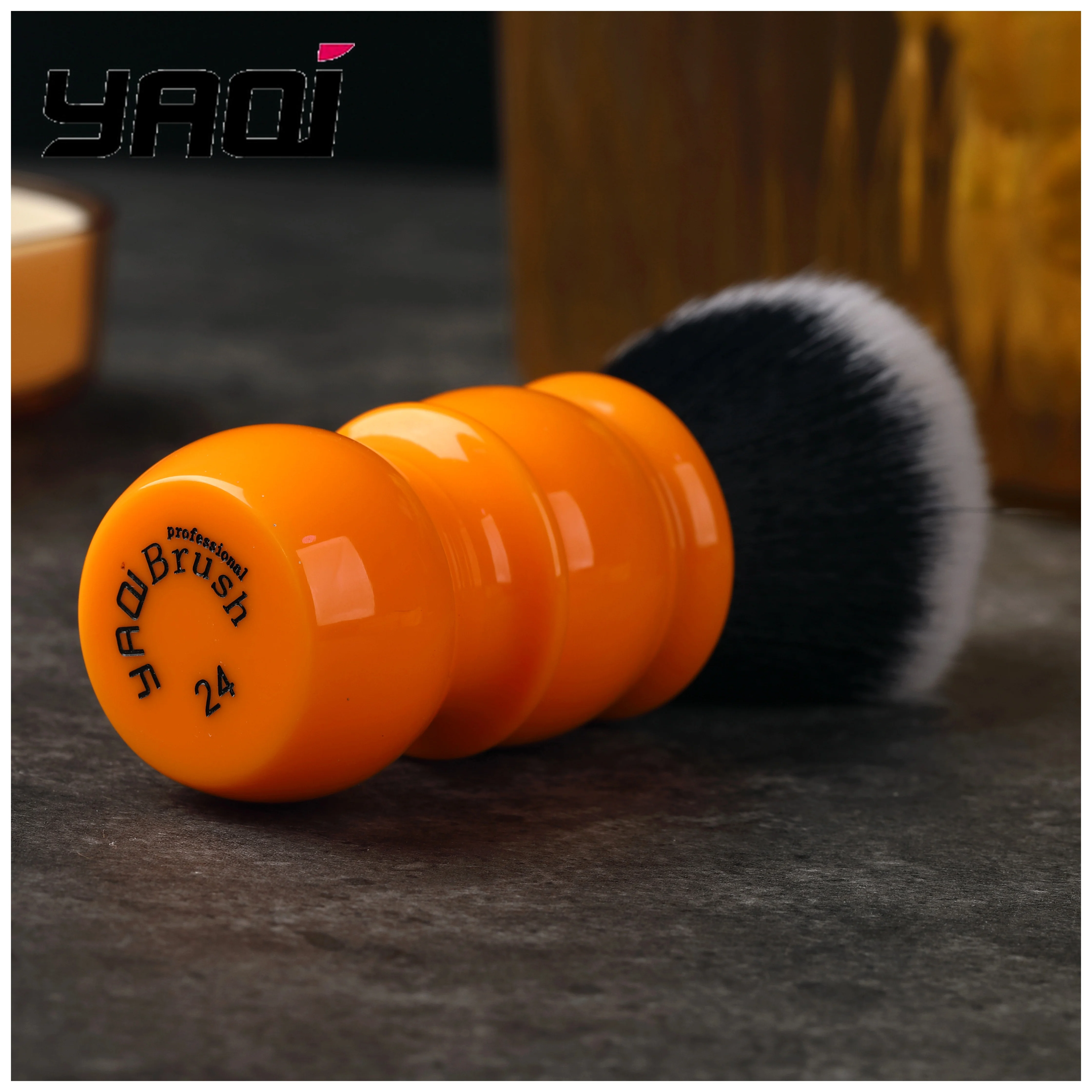 YAQI 24mm Soft Synthetic Hair Good Tuxedo Knot Orange Handle Shaving Brushes Wet Shave Tools Men Shaving Products Mens Gift