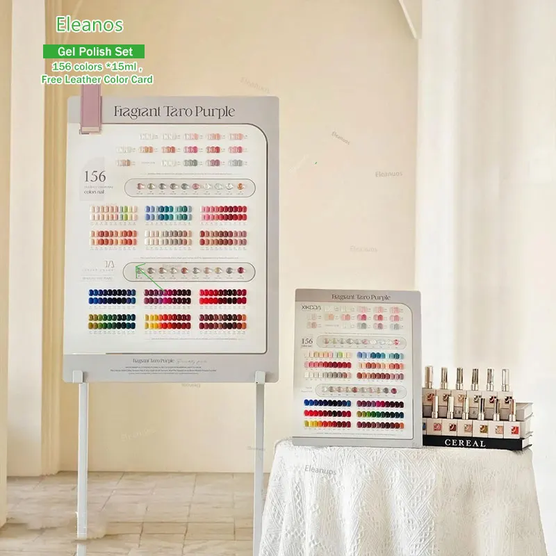 Eleanuos 156 cores conjunto de gel de unhas multicolorido novo profissional venda quente moda arte de unhas gel uv não tóxico salão de beleza atacado