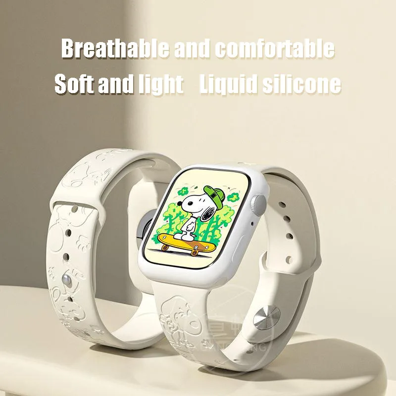 Kawaii Iwatch Strap Creative 3D intagliato Apple Watch Strap Fashion Snoopyed Printing adatto per la gamma completa di Apple Iwatch