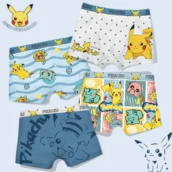 Anime Pokemon Children Pure Cotton Underwear Cute Cartoon Pikachu Boys Spring and Autumn Boxers Four-Piece Set Kids Gift