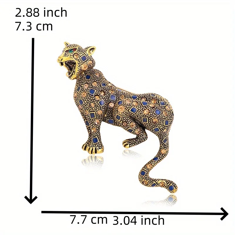 Vintage Classic Palace Men Women Leopard Crystal Badges Pins Retro Fashion Unisex Casual Suit Rhinestone Brooches Corsage