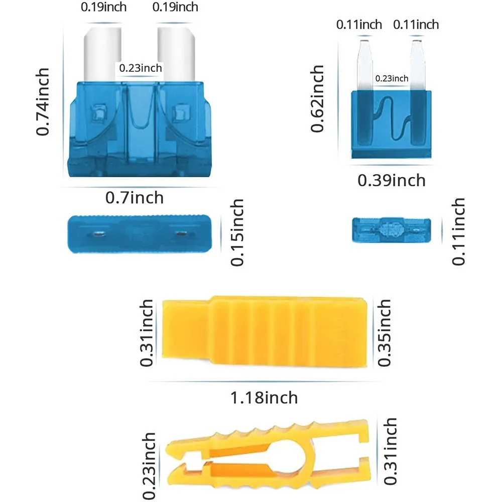 800-teiliges Sicherungs-Sortiment, Standard- und Mini-Sicherungen + Sicherungsauszieher (2A 3A 5A 7,5A 10A 15A 20A 25A 30A 35A 40A) – Detail 3