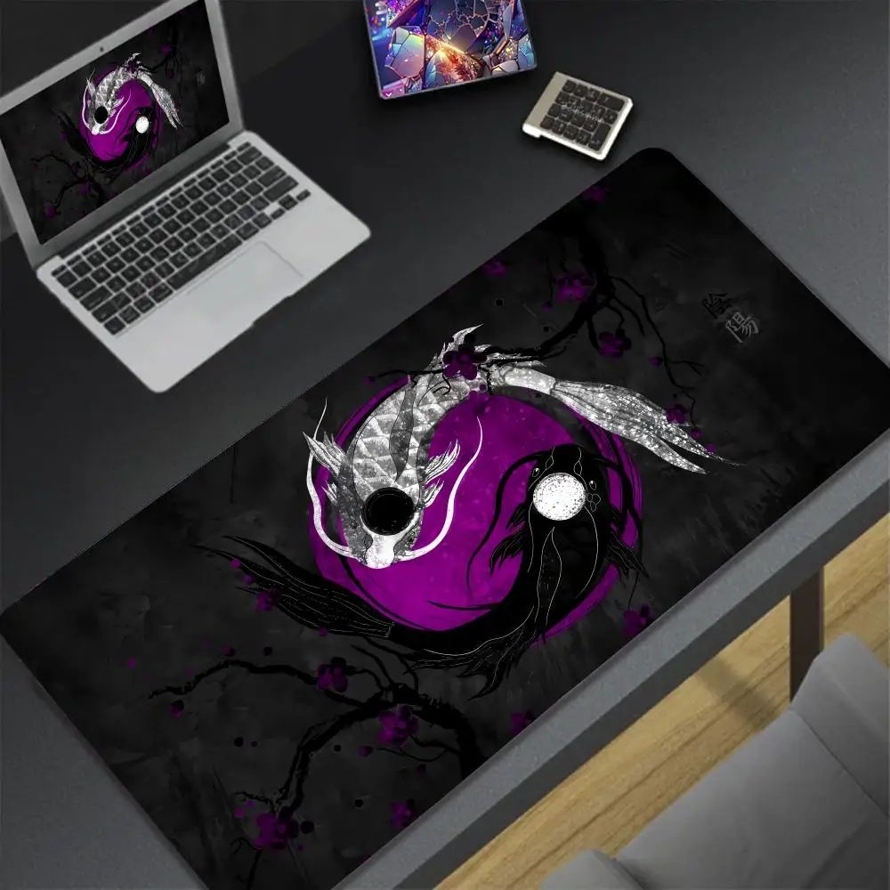 

XXL Yin Yang Game MousePads Fish Office Black and White Computer Mouse Pad Carpet for Desktop Laptop Gamer Game Mat Washable