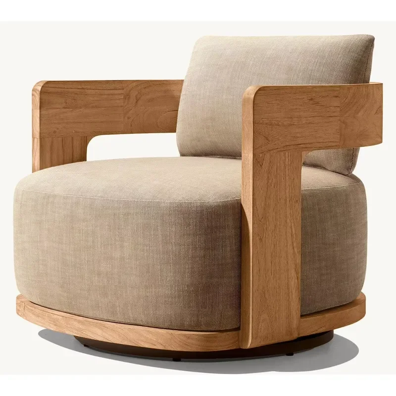 Modern Design Teak Wood Outdoor Furniture Bronte Collection Single Sofa muebles de jardin Swivel Lounge Chairs