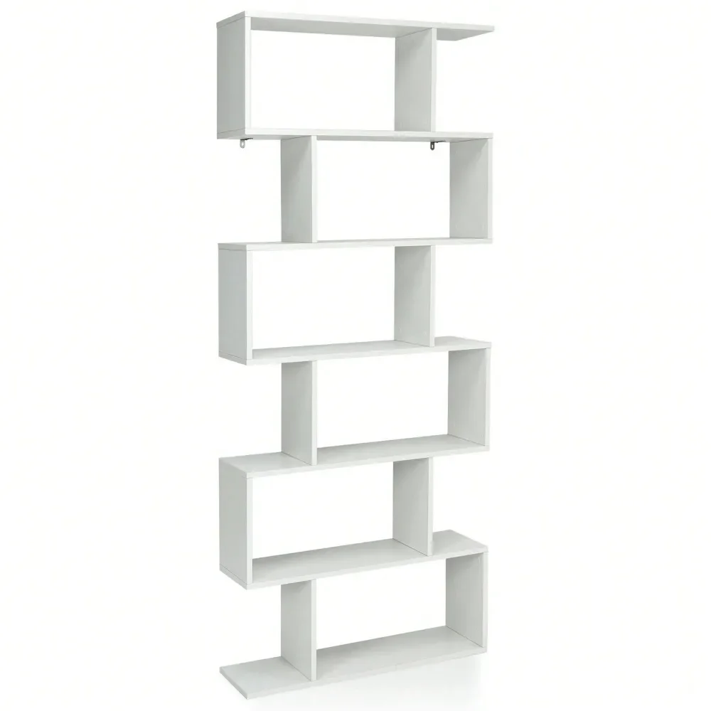 

6 Tier SShaped Bookshelf Storage Display Bookcase Decor ZShelf