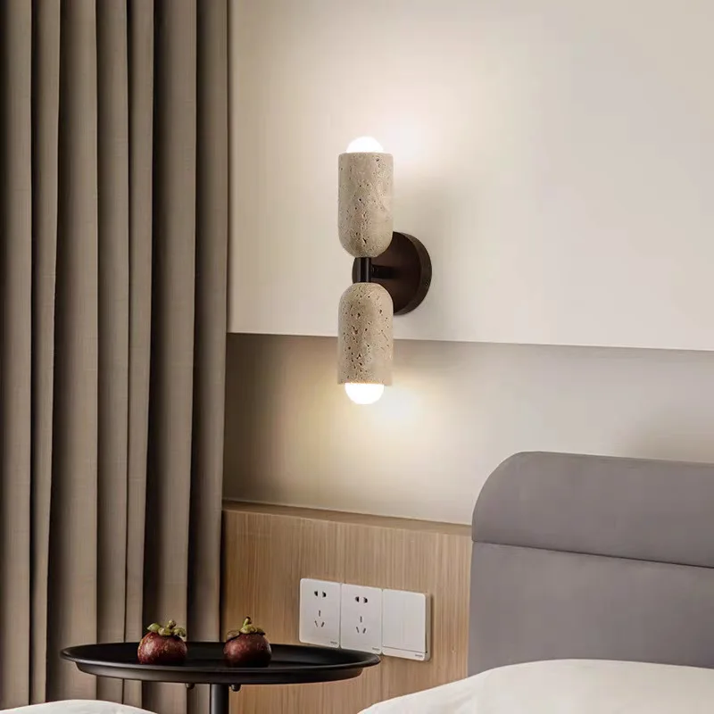 European Retro MinimalistLED Yellow Cave Stone Wall Lamp Living Room Corridor Staircase Bedroom Bedside Lamp Decoration Lighting